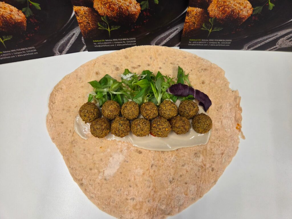 Fresh falafel wrap made with Falafel'z falafel mix at Anuga 2025