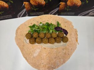 Fresh falafel wrap made with Falafel'z falafel mix at Anuga 2025